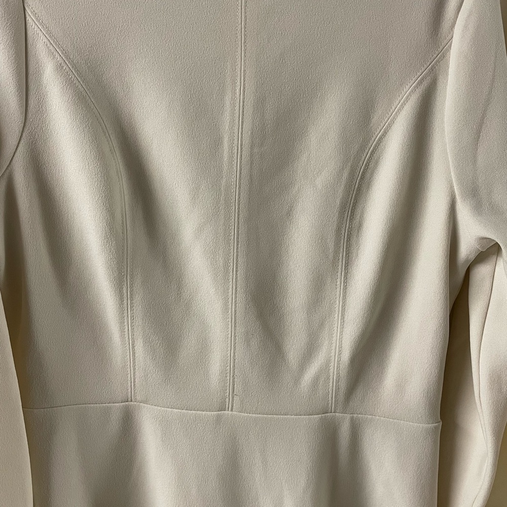 Express Women's Dress XS Midi Ivory Swing Long Sleeve A-Line Round Neck - Picture 7 of 7